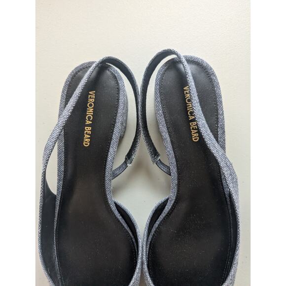 NIB Veronica Beard Cecile Denim Cap-Toe Slingback Sz US 9M Indigo/Black - Picture 8 of 13